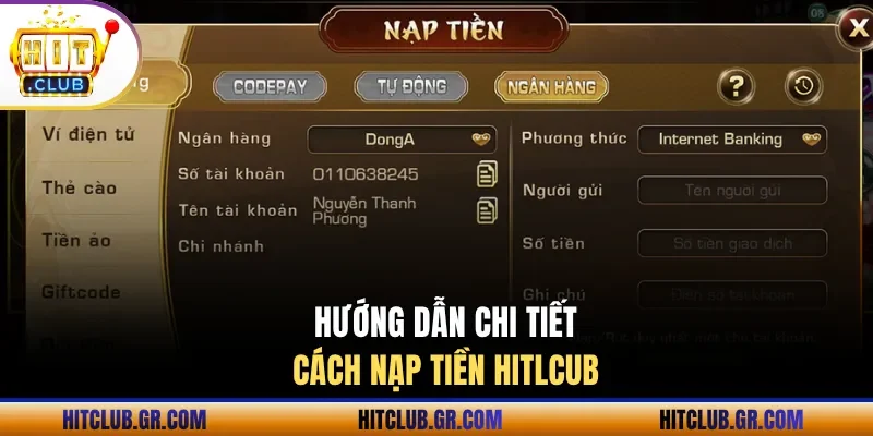 Chi tiết cách nạp tiền Hitclub chuẩn từ cổng game